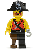 LEGO pi022 Pirate Shirt with Knife, Black Leg with Peg Leg, Black Pirate Hat with Skull