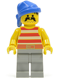 LEGO pi041 Pirate Red / White Stripes Shirt, Light Gray Legs, Blue Bandana